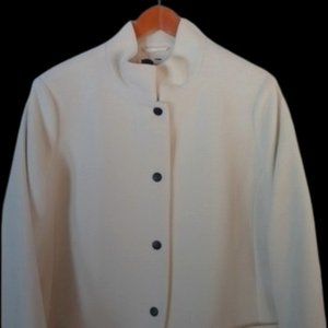 Jane Post Wool Blend Ivory Jacket/Coat w/Black Snap Closure Size 1X EUC